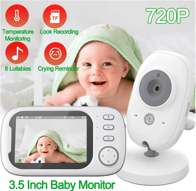 Wireless 3.5 inch Video Baby Monitor Night Vision Temperature Monitoring 2 Way Audio Talk Baby Nanny Security Camera