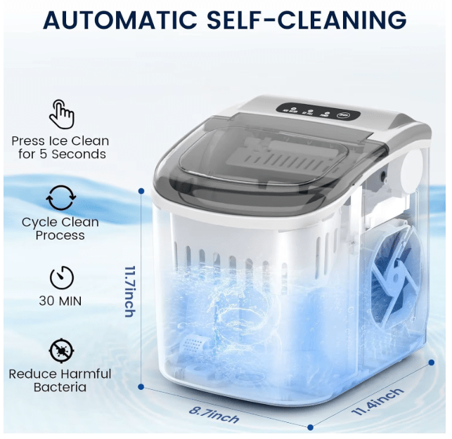 Portable Countertop Ice Maker Machine with Self-Cleaning, 26.5lbs/Day