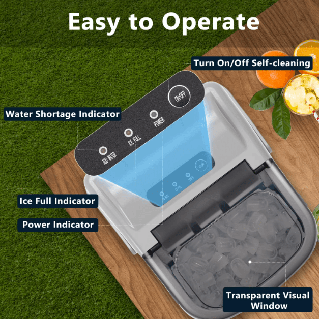 Portable Countertop Ice Maker Machine with Self-Cleaning, 26.5lbs/Day