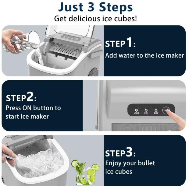Portable Countertop Ice Maker Machine with Self-Cleaning, 26.5lbs/Day
