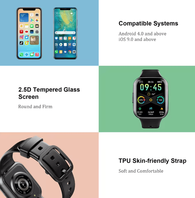Smart Watch 1.69" HD Screen, 25 Sports Modes, Waterproof