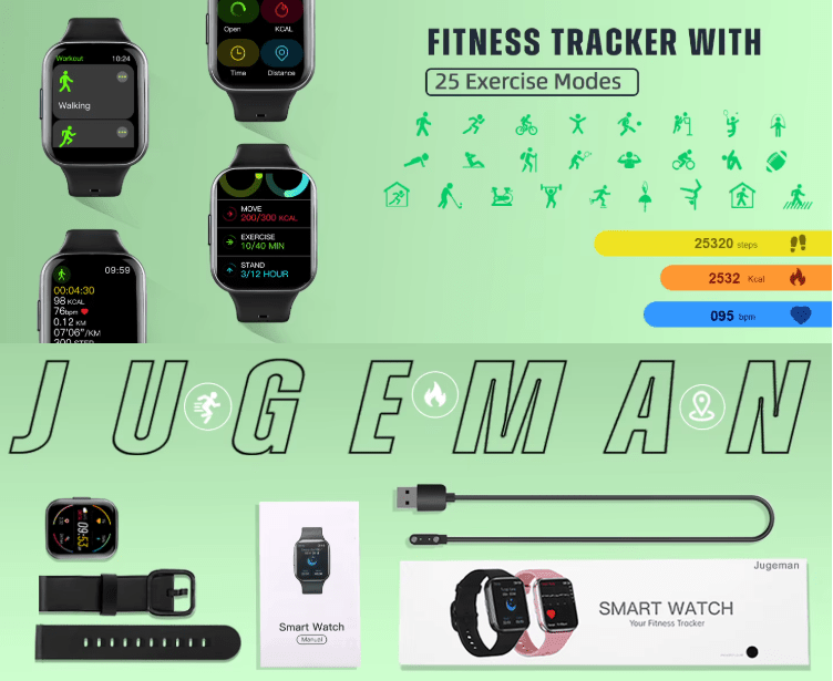 Smart Watch 1.69" HD Screen, 25 Sports Modes, Waterproof