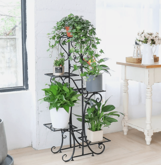Oversized Indoor Metal Plant Shelf – Rust-Resistant Iron Garden Flower Stand