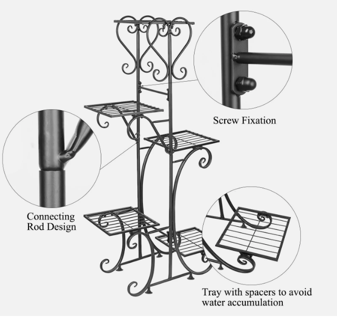 Oversized Indoor Metal Plant Shelf – Rust-Resistant Iron Garden Flower Stand