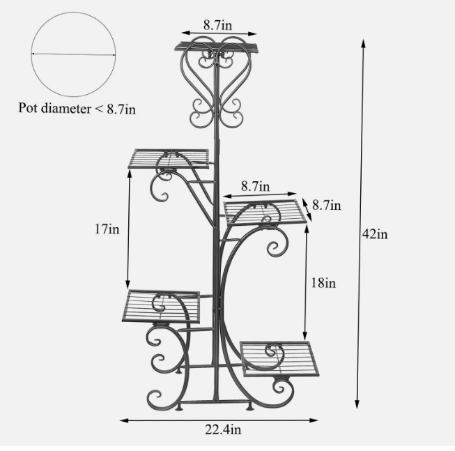 Oversized Indoor Metal Plant Shelf – Rust-Resistant Iron Garden Flower Stand
