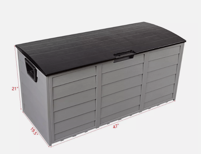 Outdoor Garden Storage Chest in Black and Gray with Wheels - 75-Gallon – Durable Organizer Box