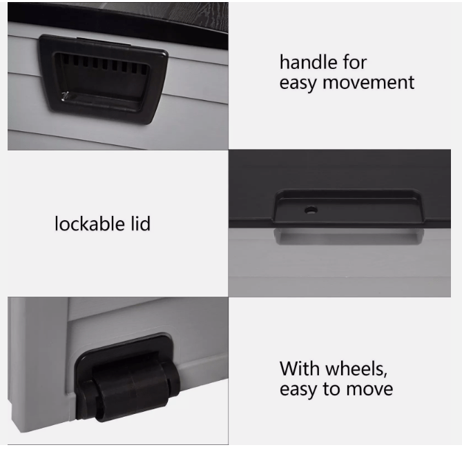 Outdoor Garden Storage Chest in Black and Gray with Wheels - 75-Gallon – Durable Organizer Box
