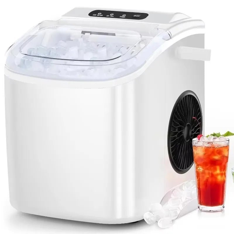 COWSAR Ice Maker Countertop, Portable Machine with Self-Cleaning, 26.5lbs/24Hrs, 9 Bullet Cubes in 6 Mins, Basket