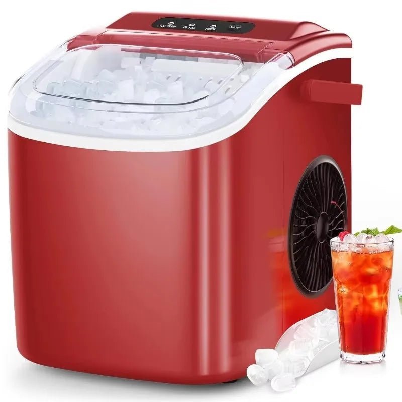 COWSAR Ice Maker Countertop, Portable Machine with Self-Cleaning, 26.5lbs/24Hrs, 9 Bullet Cubes in 6 Mins, Basket