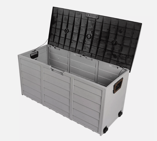 Outdoor Garden Storage Chest in Black and Gray with Wheels - 75-Gallon – Durable Organizer Box