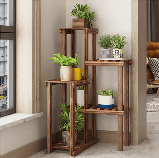 Wooden Plant Stand Display Rack – Versatile Flower Holder for Indoor & Outdoor Corners