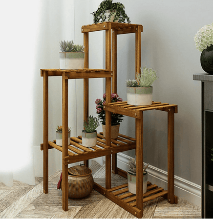 Wooden Plant Stand Display Rack – Versatile Flower Holder for Indoor & Outdoor Corners
